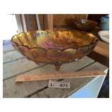Amber Marigold Carnival Glass Bowl