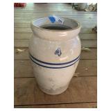 Vintage Double Blue Line 4 Gal Stoneware Crock