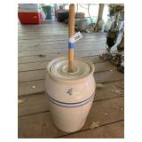 Vintage Double Blue Line 4 Gal Stoneware Crock