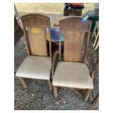 (2) VIntage High Back Woven Cane Dining Chairs