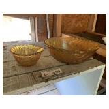 (2) Vintage Marigold Weavetex Basket Weave Bowls