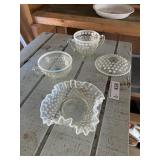 (4)pcs Fenton? Opalescent Hobnail Decor Dishes