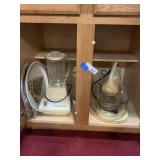 Small Kitchen Appliances, etc in Hall Cabinet