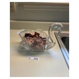 Clear Glass Crystal Swan Centerpiece