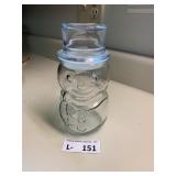 Vintage Glass Snowman Candy Jar