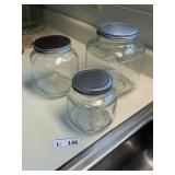 (3) Glass Canister Screw-Top Cookie Jars
