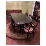 Double Pedestal Base Dining Table & 5 Chairs