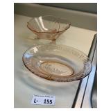 (2) VIntage Pink Depression Dishes