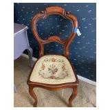 Victorian Carved Back Needlepoint Side Chair