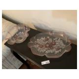 Mikasa Rosella Pink Frosted Serving Tray & Bowl