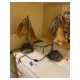 (2) Art Nouveau Style Pond Lily Table Lamp