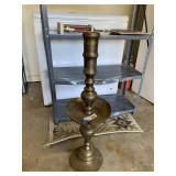 Antique Brass Etched Candlestick  approx 30" Tall