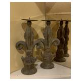 (2) Fleur-De-Lis Pillar Candle Holders