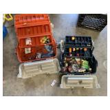 (2) Plastic Fishing Tackle Boxes & Contents