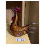 Murno-Style Hand Blown Art Glass Rooster