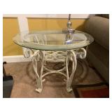 Hollywood Regency Style Glass Top Round Table
