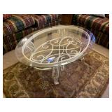 Hollywood Regency Style Glass Top Coffee Table