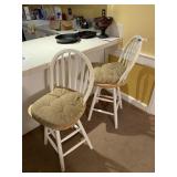 Pair Windsor-Style Swivel Bar Stools