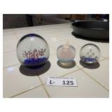 (3) Glass Paperweights