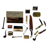 Vintage Gentleman's Lo- t Pipes Knives Lighters