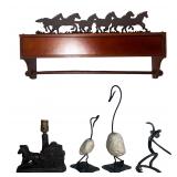 Western Decor-  Horse Coat Rack Shelf Stagecoach