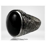 Massive Sterling Silver & Black Onyx Men's Ring