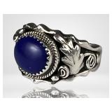 Circle JW Sterling Silver Lapis Lazuli Navajo Ring