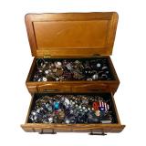 Box filled with Vintage Unsearched Costume Jewelry