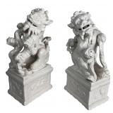 Pair of Blanc de Chine Porcelain Foo Dogs