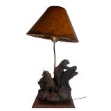 Cabin Lodge Style Rustic Bear Family Table Lamp