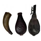 Civil War Era Powder Flask & Powder Horn Lot