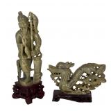 Vintage Chinese Carved Soapstone Figures-  Dragon