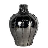 Modern Metallic Decorative Vase with Ribbed Design