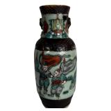 Chinese Famille Verte Style Figural Porcelain Vase