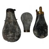 Antique Black Powder Flask Lot