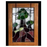 Stained Glass Landscape Sun Catcher Panel w Trees
