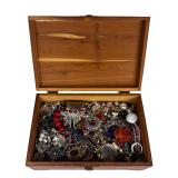 Box filled with Vintage Unsearched Costume Jewelry