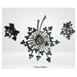 Pennino Sterling Floral Spray Brooch & Earrings