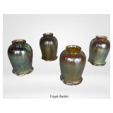 Steuben Gold Aurene Ribbed Art Glass Lamp Shades