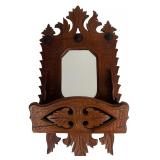 Antique Victorian Walnut Wall Mirror Letter Holder