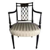 Antique English Regency Ebonized & Gilt Armchair