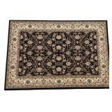 Persian Style Floral Area Rug Black & Ivory