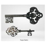 Pair of Sterling Silver Skeleton Key Brooches Pins