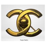 Chanel CC Turn-Lock Brooch Gold Tone Signed 96P