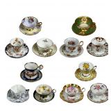 Collection of 12 Fine China Tea Cups & Saucers