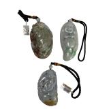 Group of 3 Carved Jade Hand Held Pendant Figures
