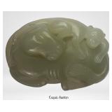 Pale Green Jade Horse & Monkey Belt Buckle Qing Di