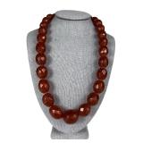 Faceted Baltic Honey Cherry Amber Bead Necklace