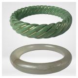 Chinese Jade Bangles Including 14K Gold Mounted