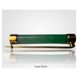 Victorian 14K Gold & Jade Cylindrical Bar Brooch